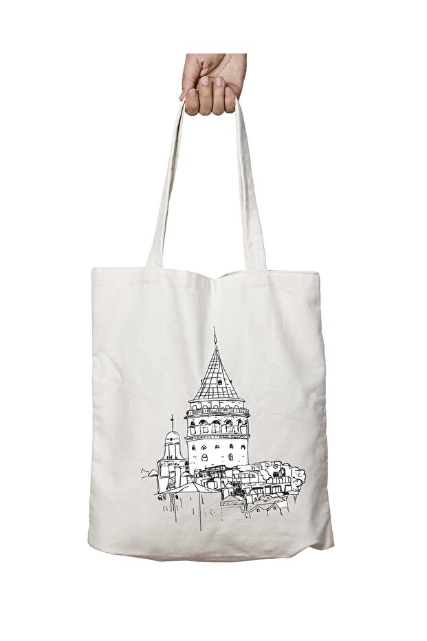 Galata Tower Two-Sided Durable Washable School Beach Shoulder Tote Bag