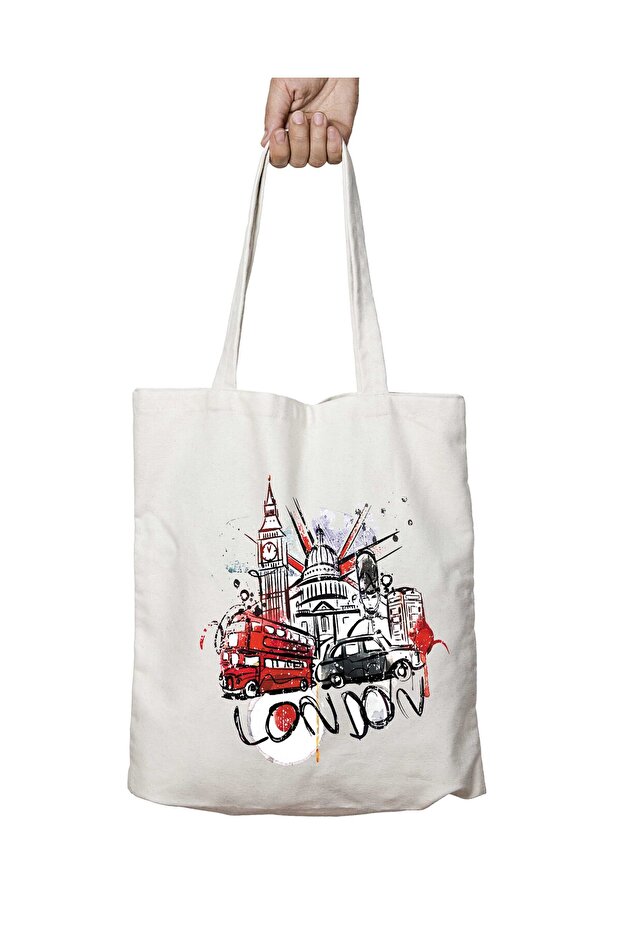 London England Two Sides Permanent Washable School Beach Shoulder Cloth Bag