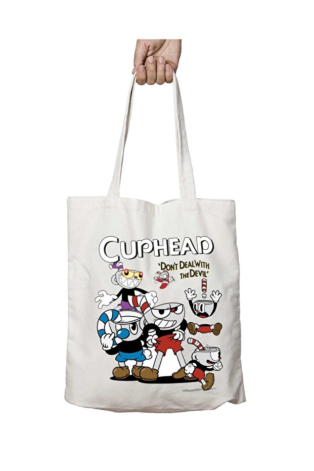Cuphead Dont Deal with the Devil22 Two Sides Washable School Beach Shoulder Tote Bag