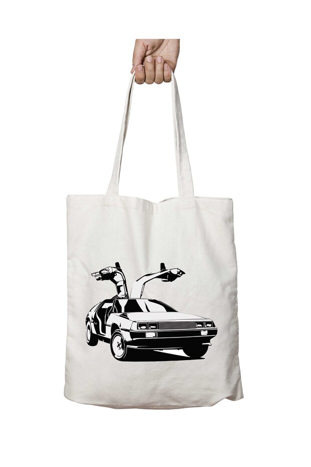 Delorean Back to the Future Two Sides Permanent Washable School Beach Shoulder Tote Bag