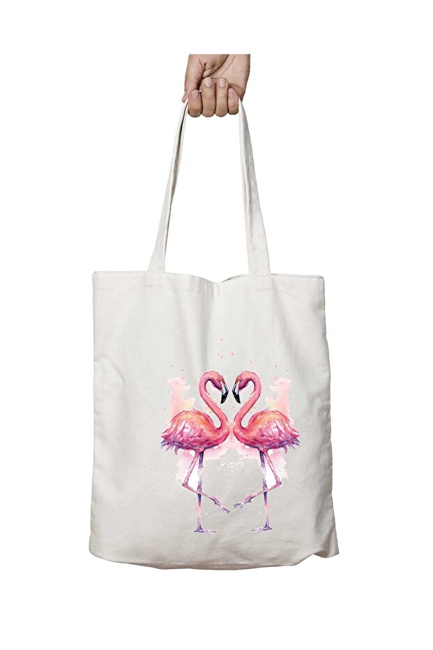 Flamingo Love Flamingo Love Two-Sided Washable School Beach Shoulder Tote Bag