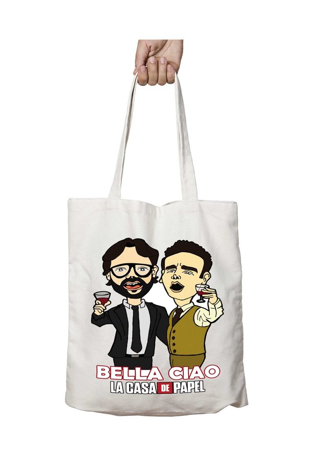 La Casa De Papel - Bella Ciao Design Two-Sided Washable School Beach Shoulder Tote Bag