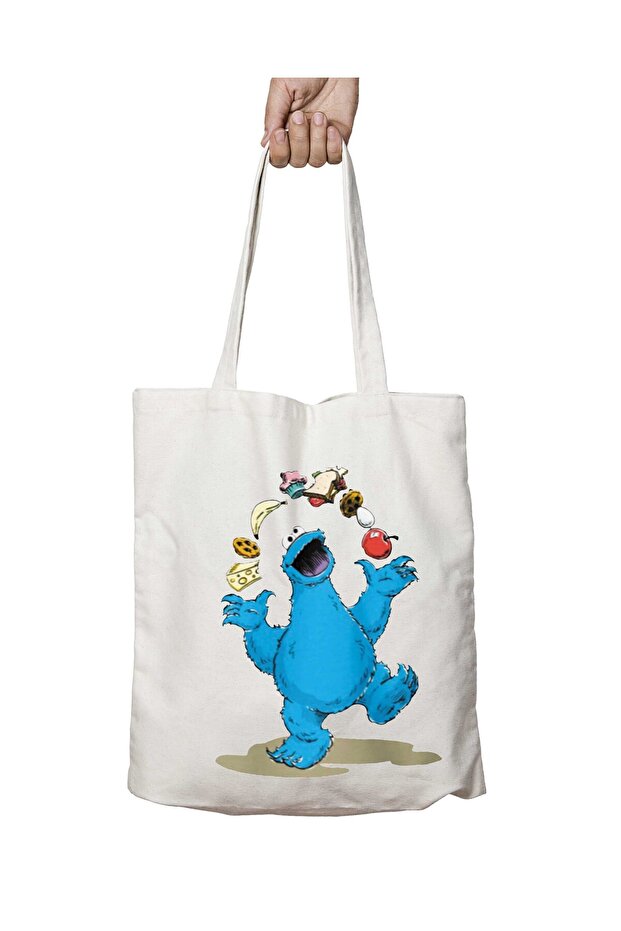 Cookie Monster Cookie Monsters Two-Sided Washable School Beach Shoulder Tote Bag