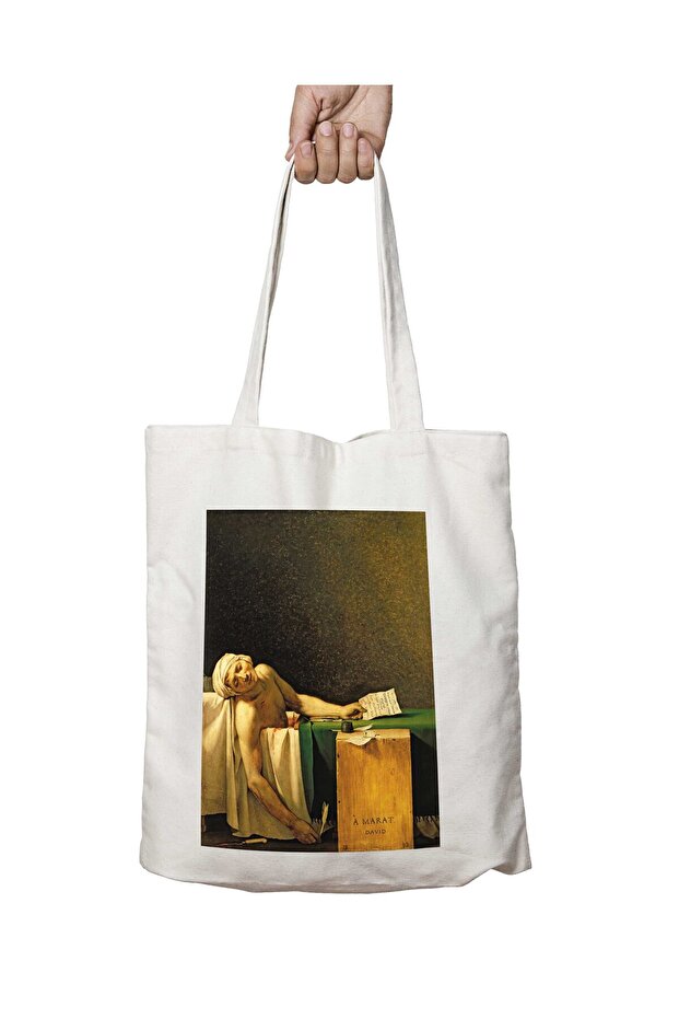 Jacques-Louis David the Death of Marat Two Sides Washable School Beach Shoulder Cloth Bag