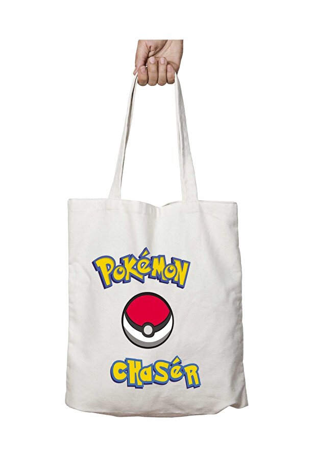 Pokemon Chaser Pokeball Two Sides Permanent Washable School Beach Shoulder Cloth Bag