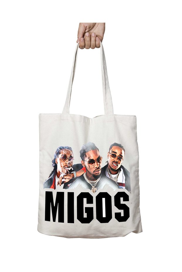 Migos Triple Two-Sided Permanent Washable School Beach Shoulder Cloth Bag