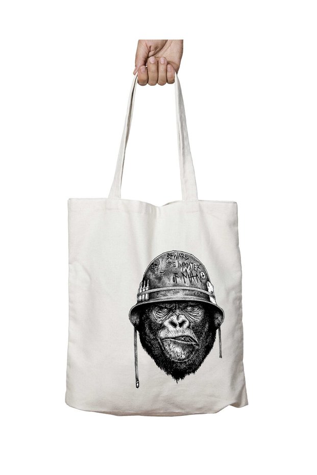 Soldier Monkey Two Sides Washable School Beach Shoulder Cloth Bag