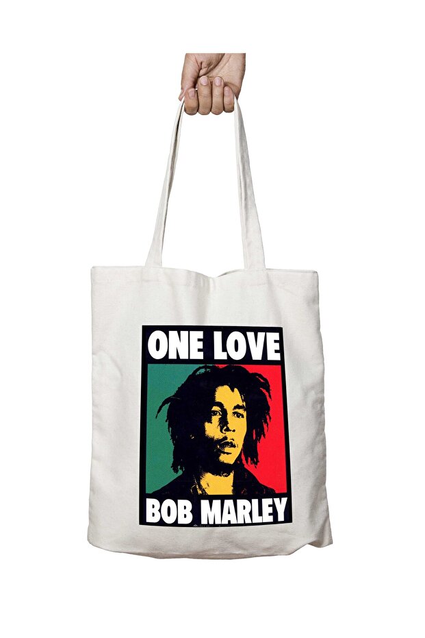 One Love Bob Marley Two Sides Permanent Washable School Beach Shoulder Cloth Bag