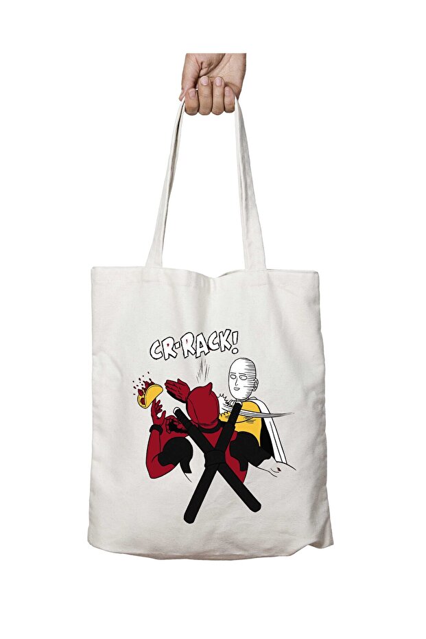 One Punch Man Deadpool Slap Taco Two Sides Permanent Washable School Beach Shoulder Cloth Bag