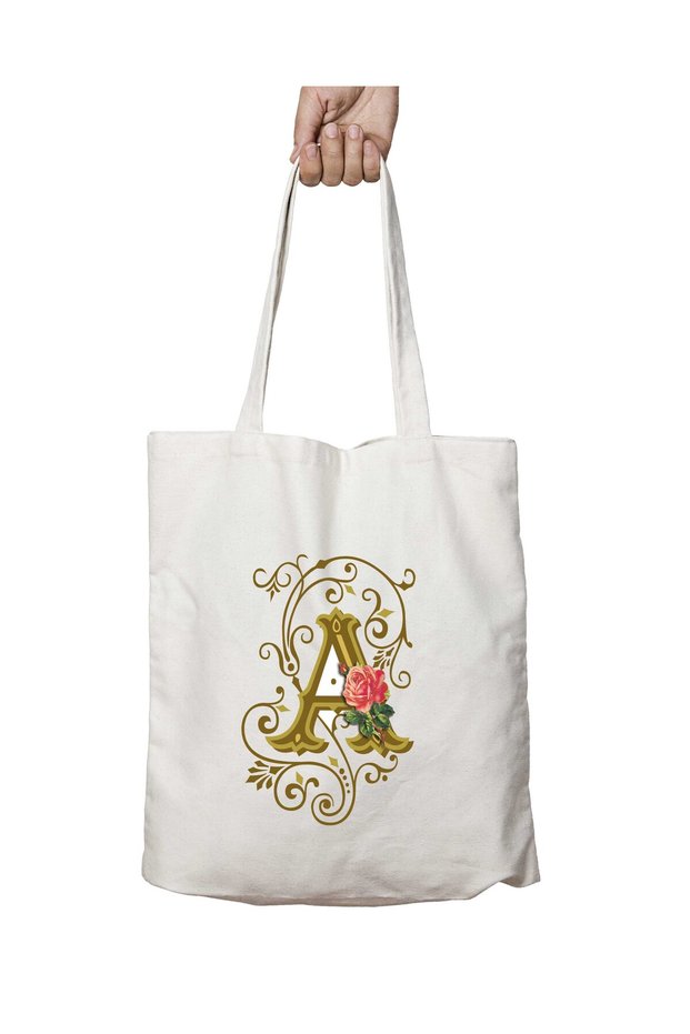 Letter a Icon Two-Sided Permanent Washable School Beach Shoulder Tote Bag