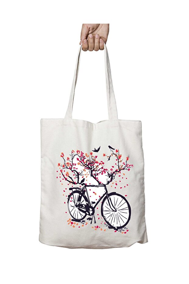 Bicycle Tree Branch Bird - Two Sides Lasting and Washable Shoulder Tote Bag