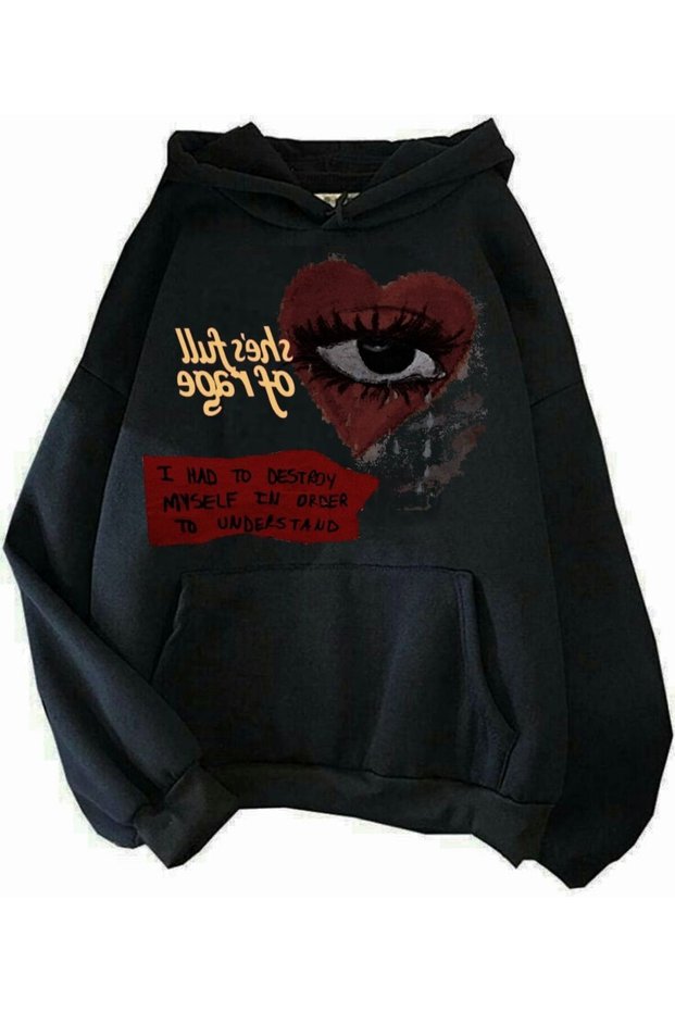 Black Unisex Three Thread Raster Hooded Sweatshirt