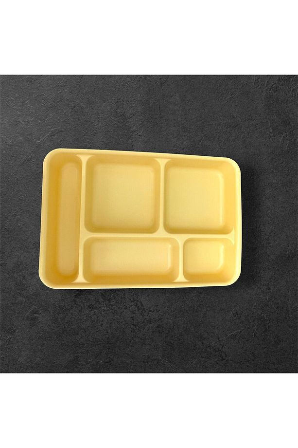 Tabldot 5 Bölmeli Lüks Plastik Piknik Yemek Servis Tabağı 1 Adet Tablot Sarı 21x31x3,3(H) Cm - 5