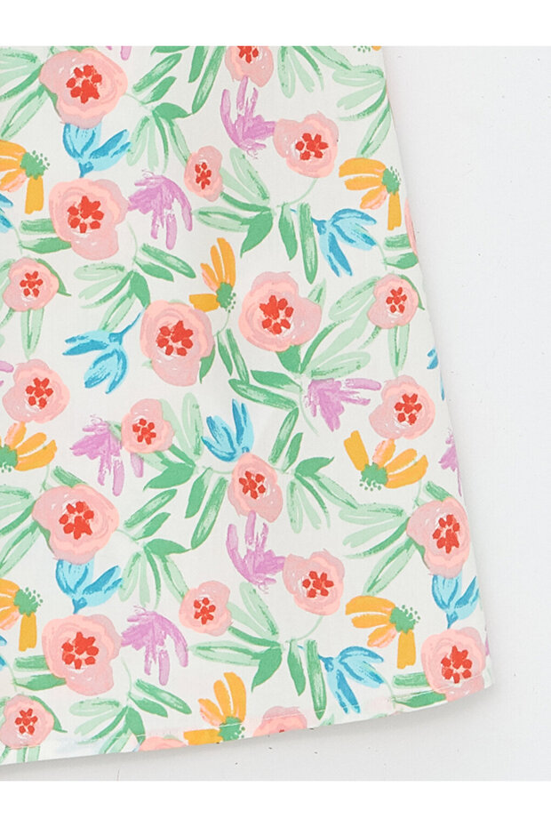 Crew Neck Patterned Girl's Dress
