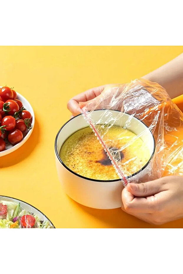 100 Adet x Şeffaf Kullan At Koruma Poşeti Gıda Kapağı Gıda Sınıfı Meyve, Sebze Taze Tutma - 4