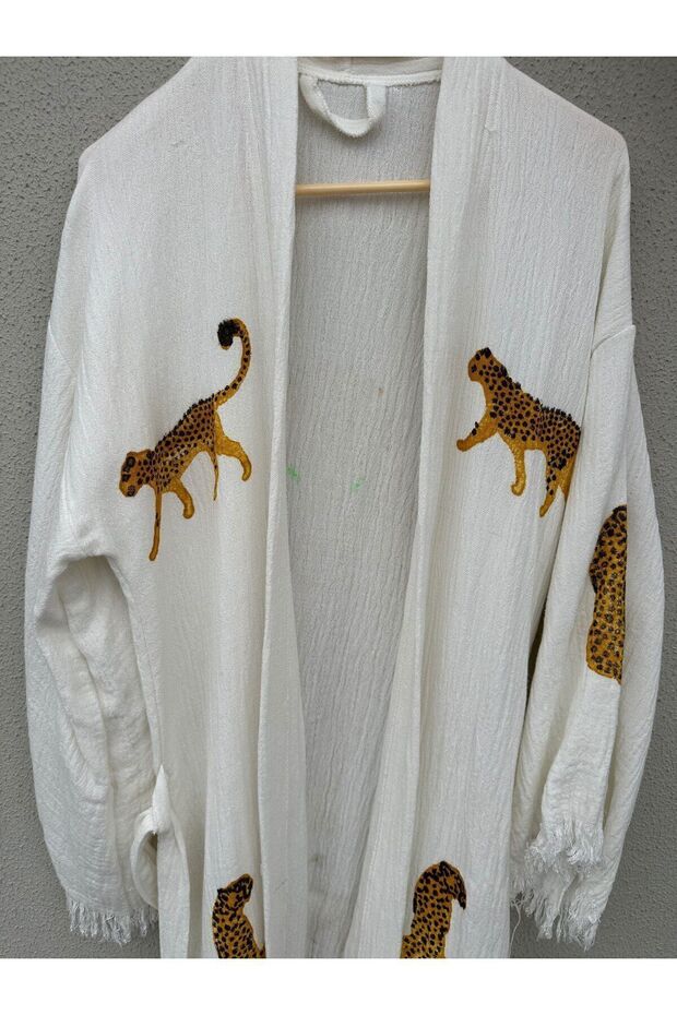 Müslin Kaplan Baskılı Kimono - 5