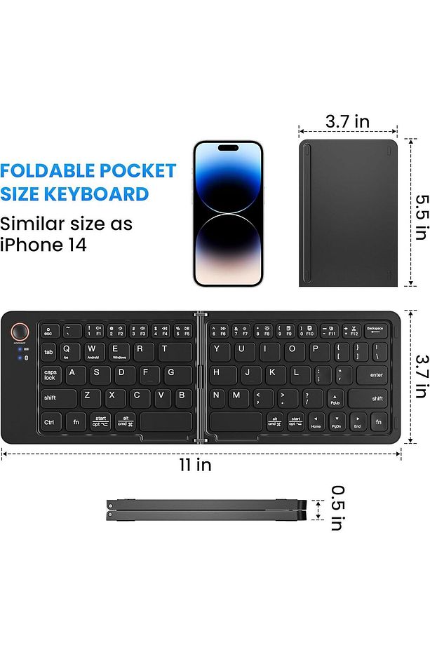Mini Katlanabilir Bluetooth Klavye ve Telefon Standı iPad Mac Windows Uyumlu Z671 - 5