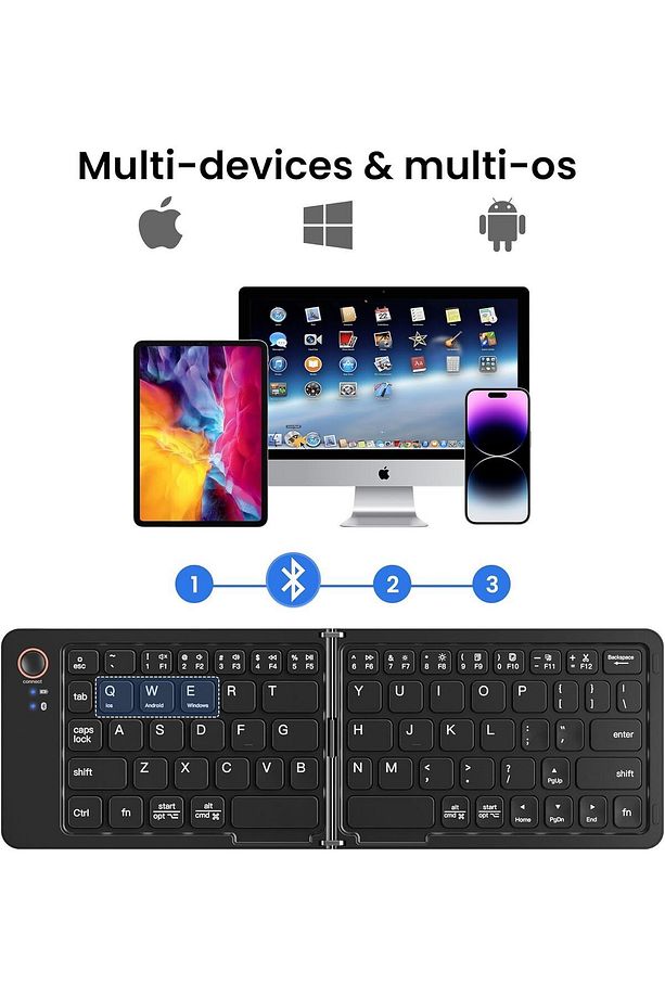 Mini Katlanabilir Bluetooth Klavye ve Telefon Standı iPad Mac Windows Uyumlu Z671 - 6