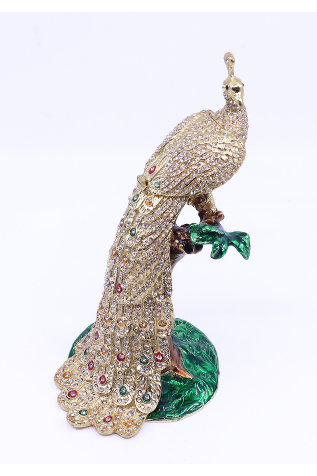 Swaroski Stone Peacock Gem - Jewelry Storage Box