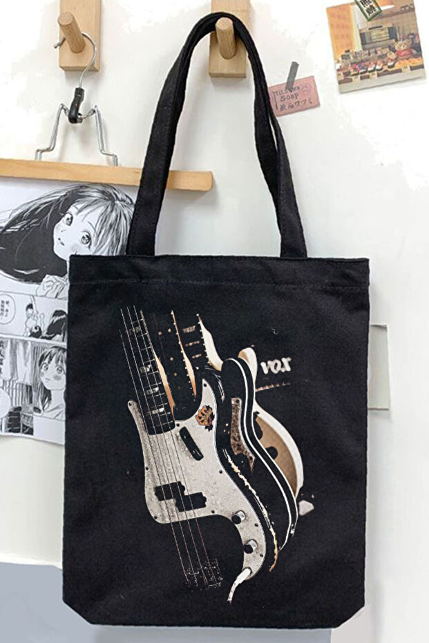 Electric Guitar Black Unisex Canvas Bag Gabardine Canvas