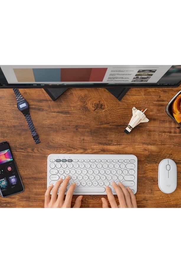 Hometech HT 8C 7.8" Uyumlu Kablosuz Bluetooth Pilli Türkçe Q Klavye - Beyaz - 5