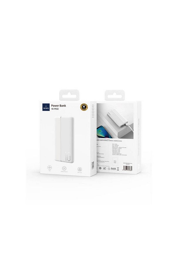 Powerbank 10000mAh Wiwu Wi-P032 Çift USB ve Type-C Portlu PD LED Işık Göstergeli Beyaz - 5