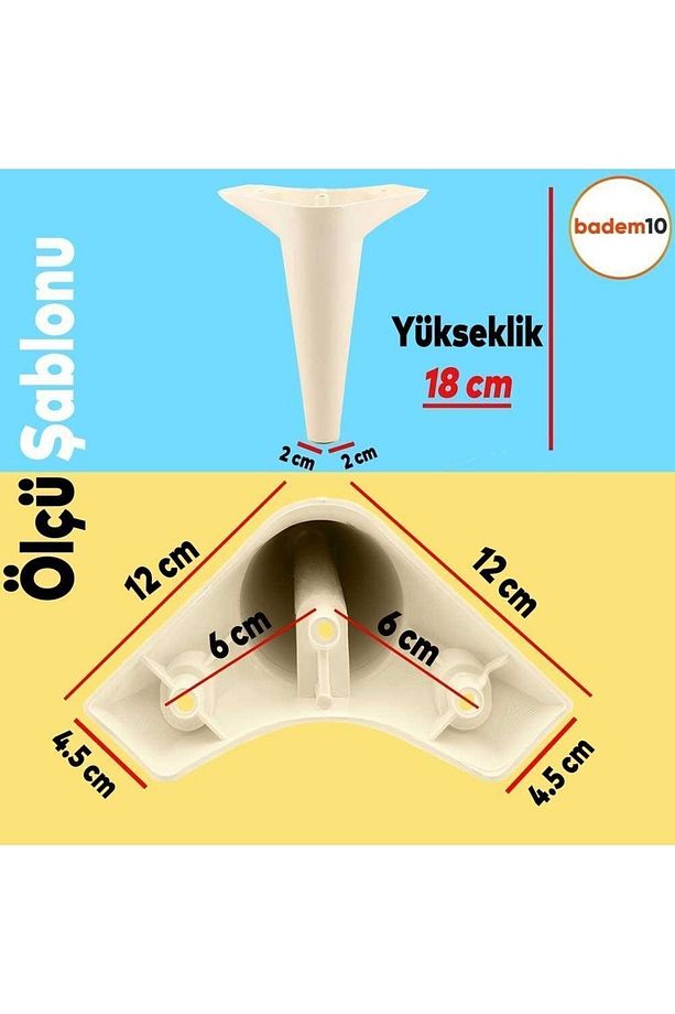 Aspen Lüks Mobilya Kanepe Koltuk Tv Ünitesi Konsol Yükseltici Ayağı Ayakları 18 Cm Krem Ayak - 2
