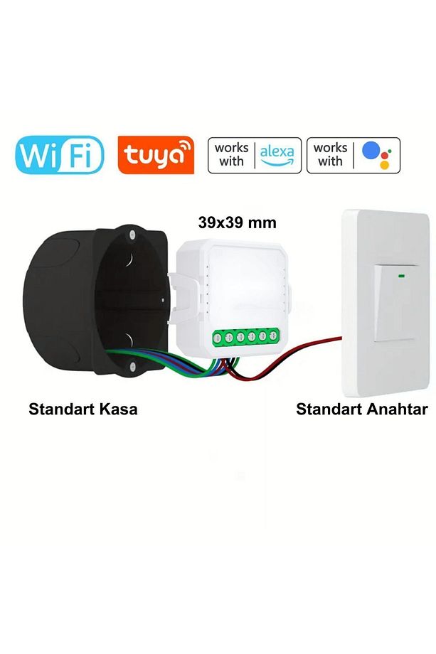 Tuya Uyumlu WiFi Akıllı Anahtar - Tek Çıkışlı, Anahtar Girişli, Google Home, Alexa Destekli - 3
