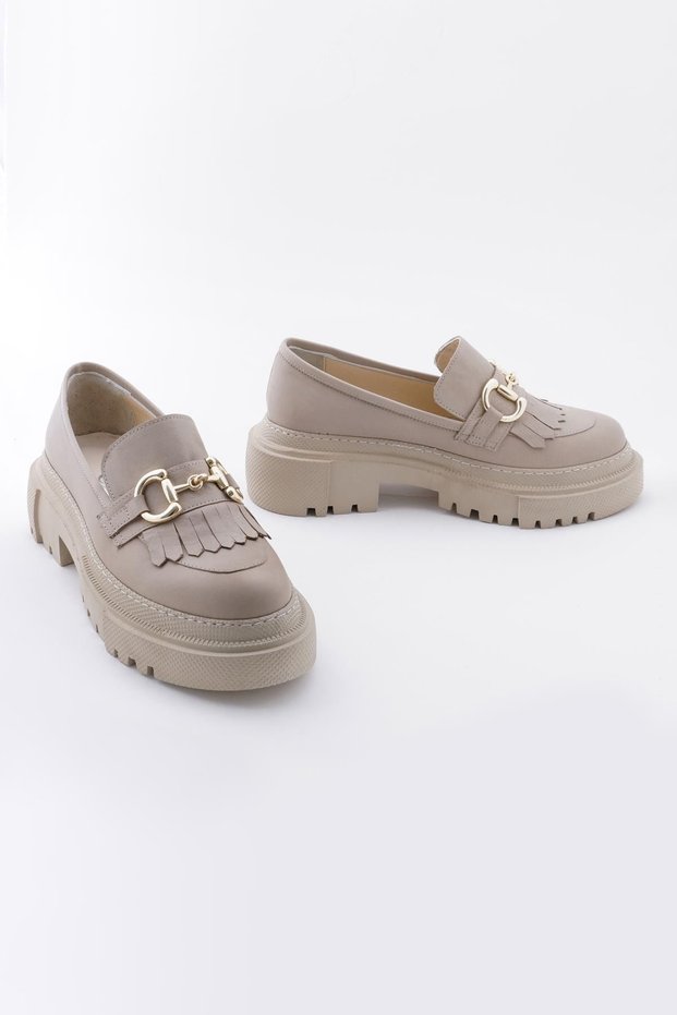 Genuine Leather Women's Moccasin Thick Soled Tassel Casual Shoes