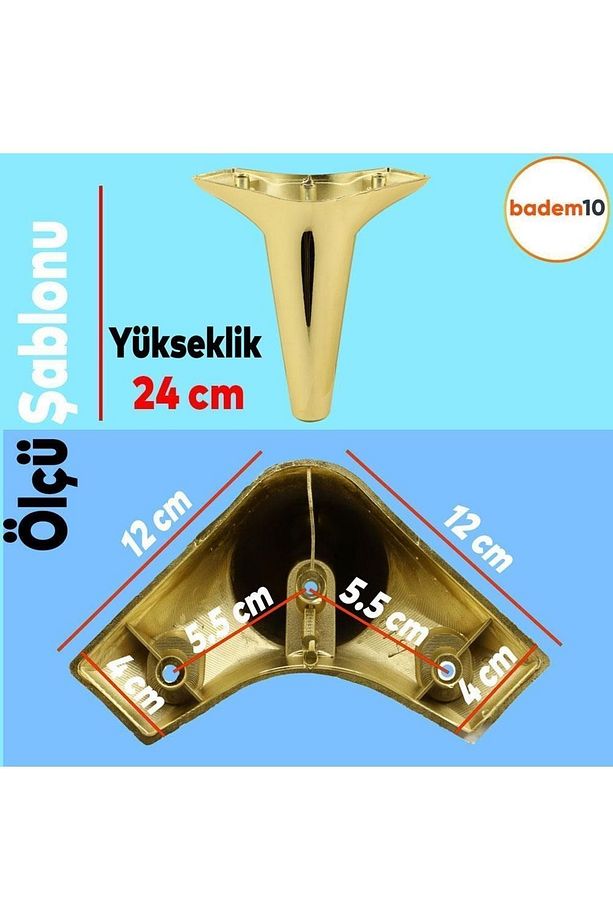 Aspen Lüks Mobilya Kanepe Koltuk Tv Ünitesi Konsol Yükseltici Ayağı Ayakları 24 Cm Gold Altın Ayak - 4