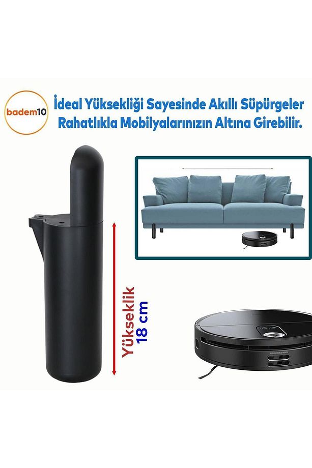 Kapsül Bohem (PREMİUM) Siyah 18 Cm Mobilya Kanepe Tv Ünitesi Koltuk Baza Yükseltici Ayağı Ayakları - 4