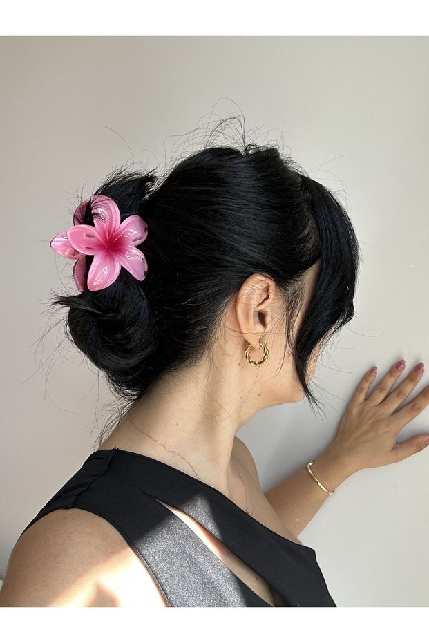 Pink Flower Hair Clip & Lotus Buckle