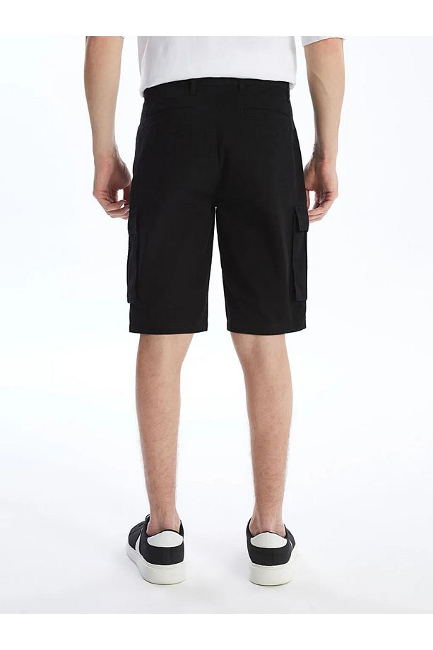 LCW Casual Siyah Slim Fit Erkek Kargo Şort - 4