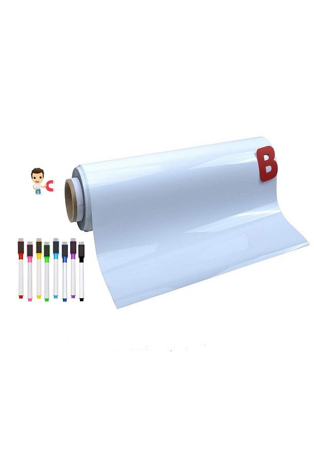 40x55 Cm Yapışkanlı Mıknatıs Tutan Manyetik Beyaz Not Panosu Silinebilir Duvar Mesaj Tablosu 3kalem - 5