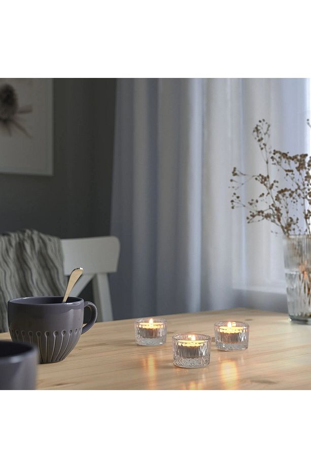 6 Adet Tealight Mumluk Çap: 5 cm İkea 6'lı Cam Tealiht Mum Kabı Şeffaf Yükseklik: 3.5 cm - 2