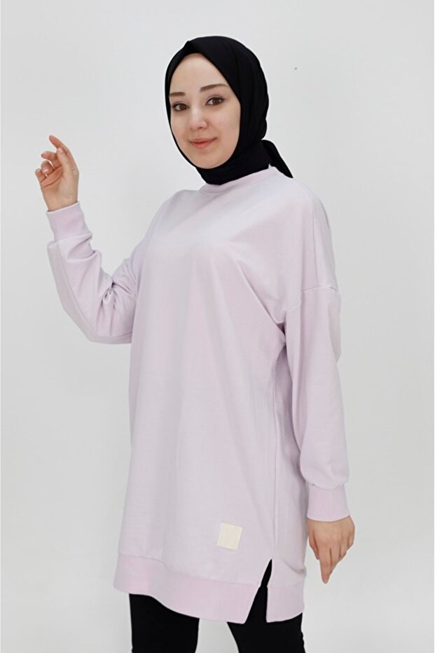 İki İp Kumaş Basic Tunik Sweatshirt - 2