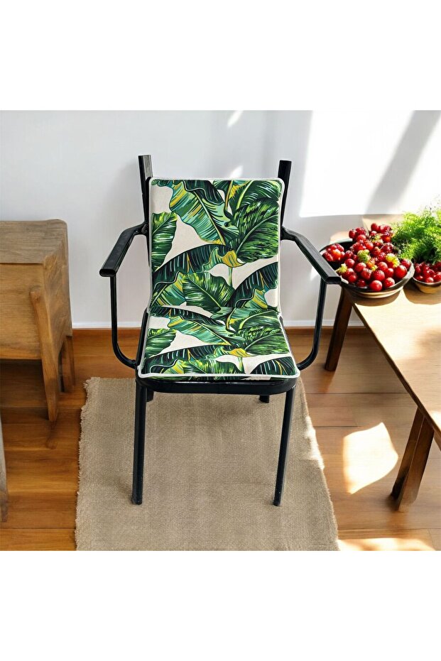 40*80 Banana Leaf Patterned Back Chair Cushion - 1