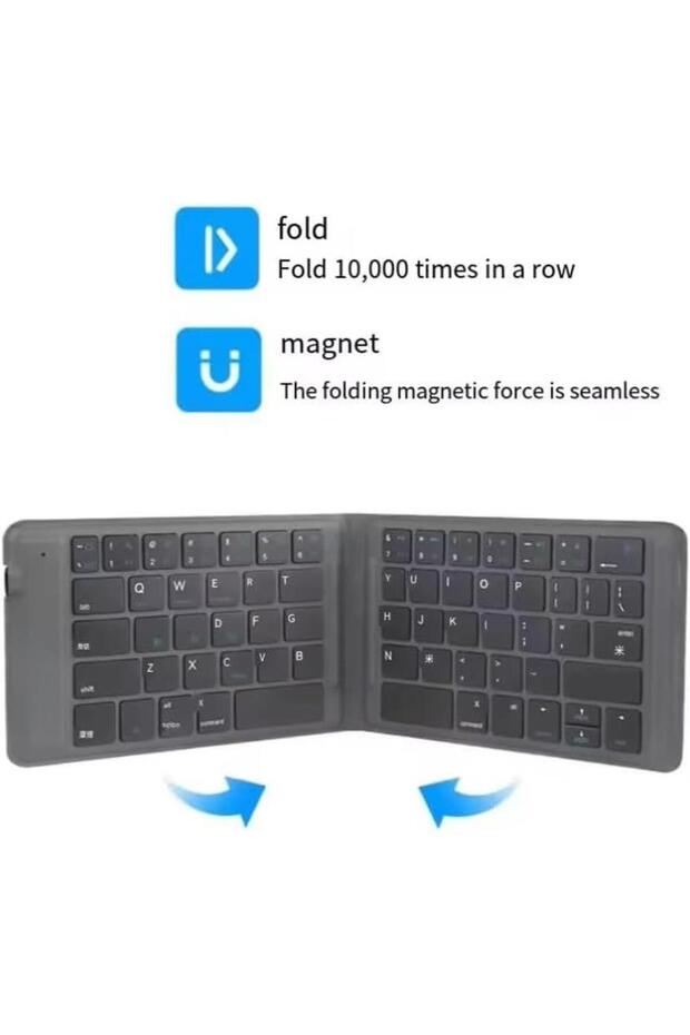 Apple iPad Air 2- iPad 6 9.7" Uyumlu Kablosuz Bluetooth Şarjlı Katlanır Klavye - 4