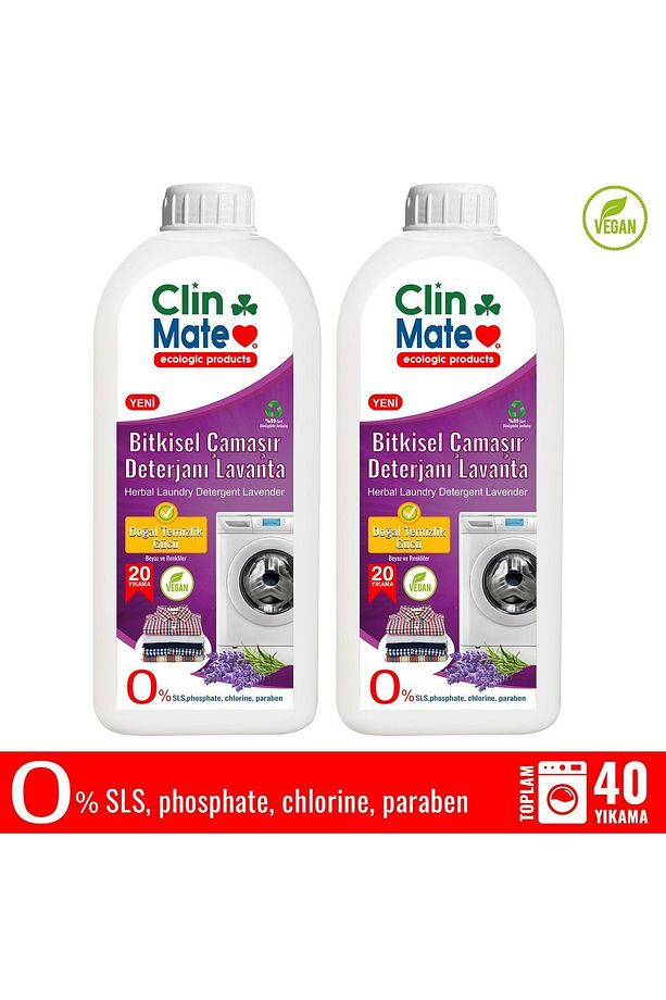 2 li Set Clinmate Ekolojik Bitkisel Çamaşır Deterjanı 750 ml Lavanta 40 yıkama - 1