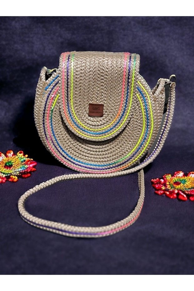 Natural Jute Rope Handwoven Shoulder Bag with Strap