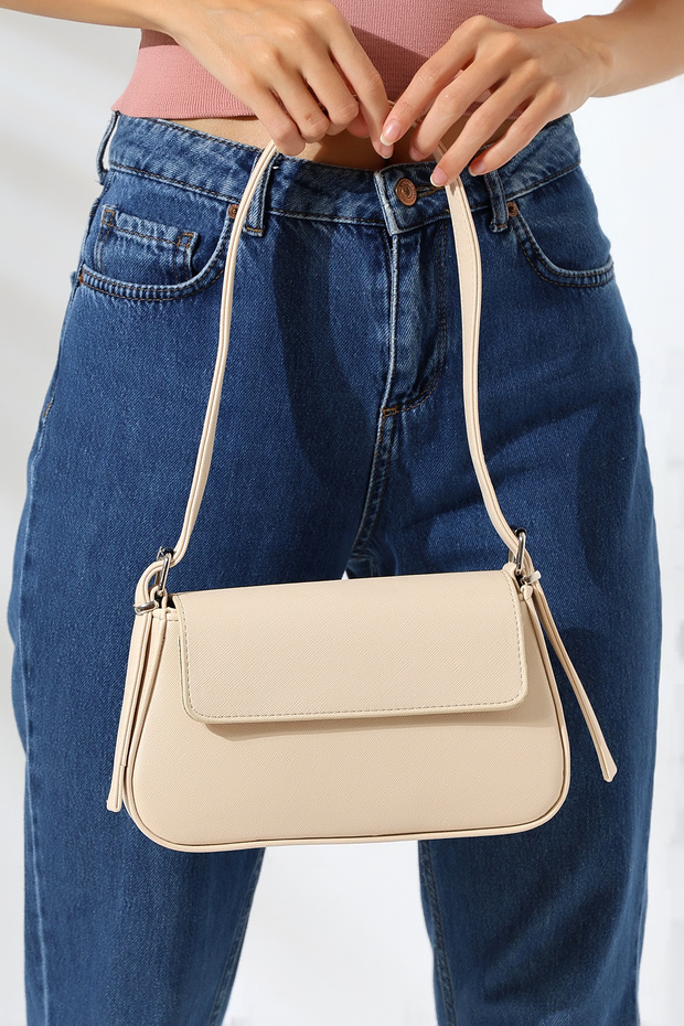 93005 Women's Simple Design Cream Covered Shoulder Bag