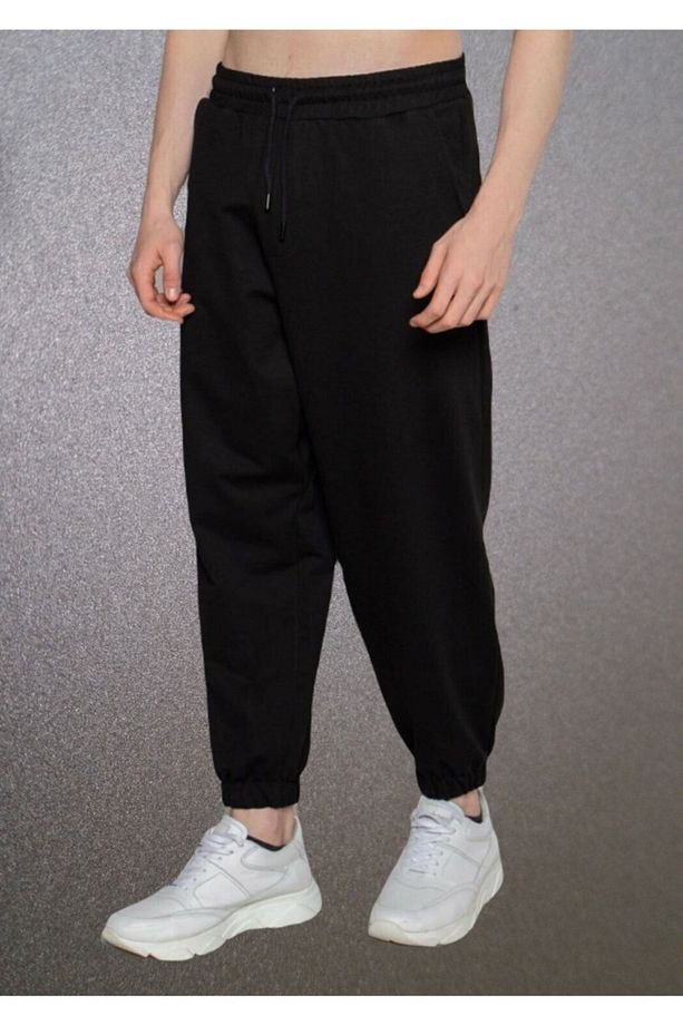 2li Siyah Gri Oversize Eşofman Altı Gri Oversize Eşofman Altı Bol Eşofman Altı Gri Siyah Eşofman - 5