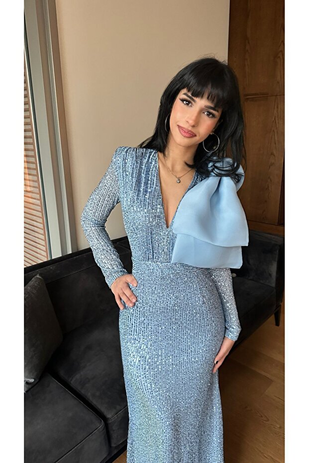 Tasarımı Bebe Mavisi Abiye - 4