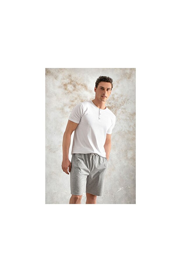 Coobasic Combed Cotton Men's Pajama Set Gray