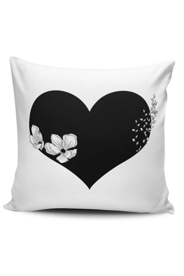 Letter Digital Printed Heart Themed Throw Pillow Cover