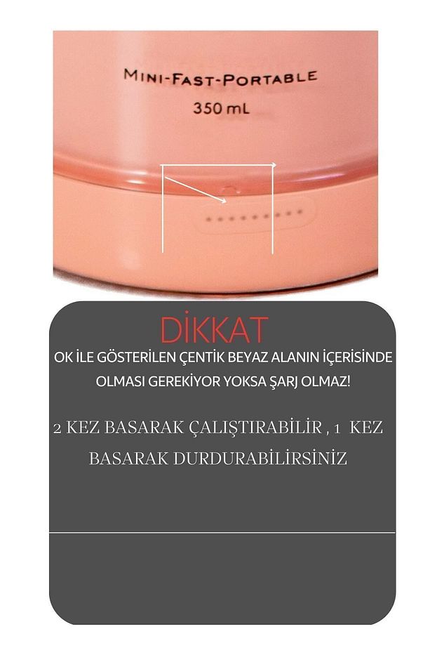 Taşınabilir Şarjlı Smoothie Blender, Blender (350ML) - 7