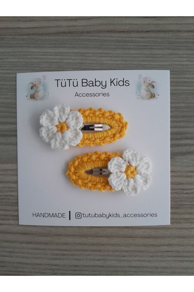 Baby and Child Daisy Figured Hand Knitted Snap Buckle Set of 2
