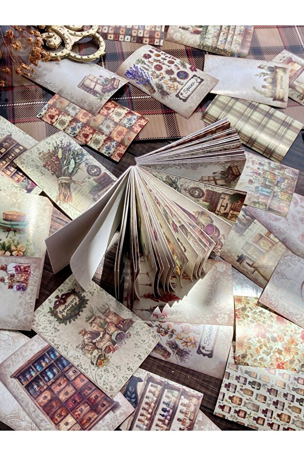 كتيب ملصقات بتصميم صيدلي/معالج بالأعشاب/دفتر ملصقات 44 ورقة، دفتر يوميات/سجل ملاحظات