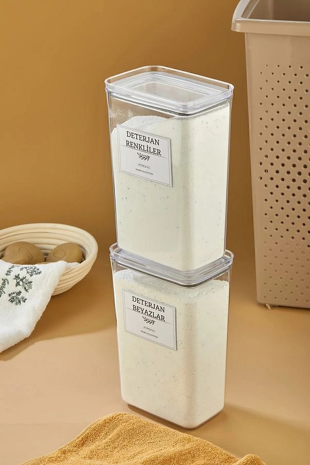 Deterjan Kutusu/vakum Kapaklı Banyo Düzenleyici Saklama Kutusu (RENKLİLER)-(BEYAZLAR)(2900ML)2.9lt - 2