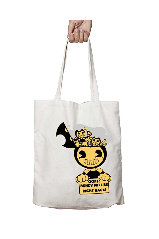 حقيبة كتف Bendy Will Be Right Back - قابلة للغسل على الوجهين للمدرسة والشاطئ